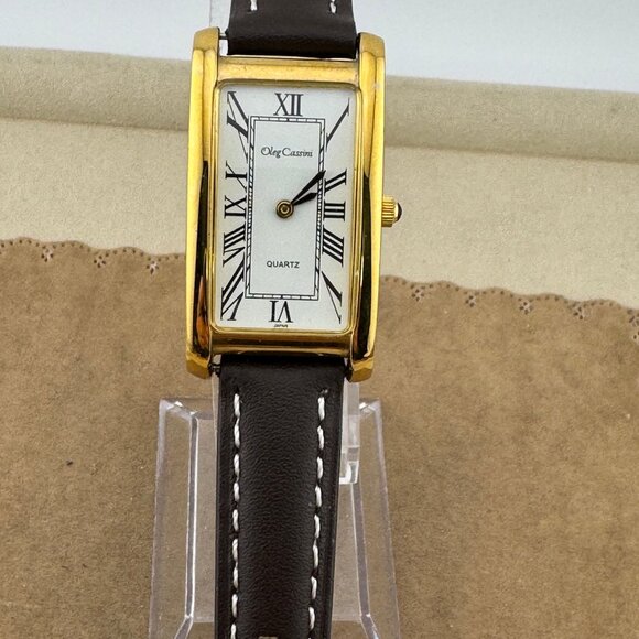 Vintage Classic Reto Oleg Cassini Tank Style Watchwith Roman Numerals